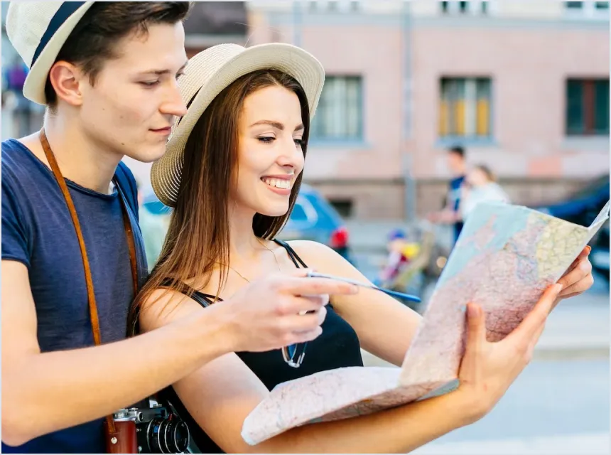 Couple searching on a map