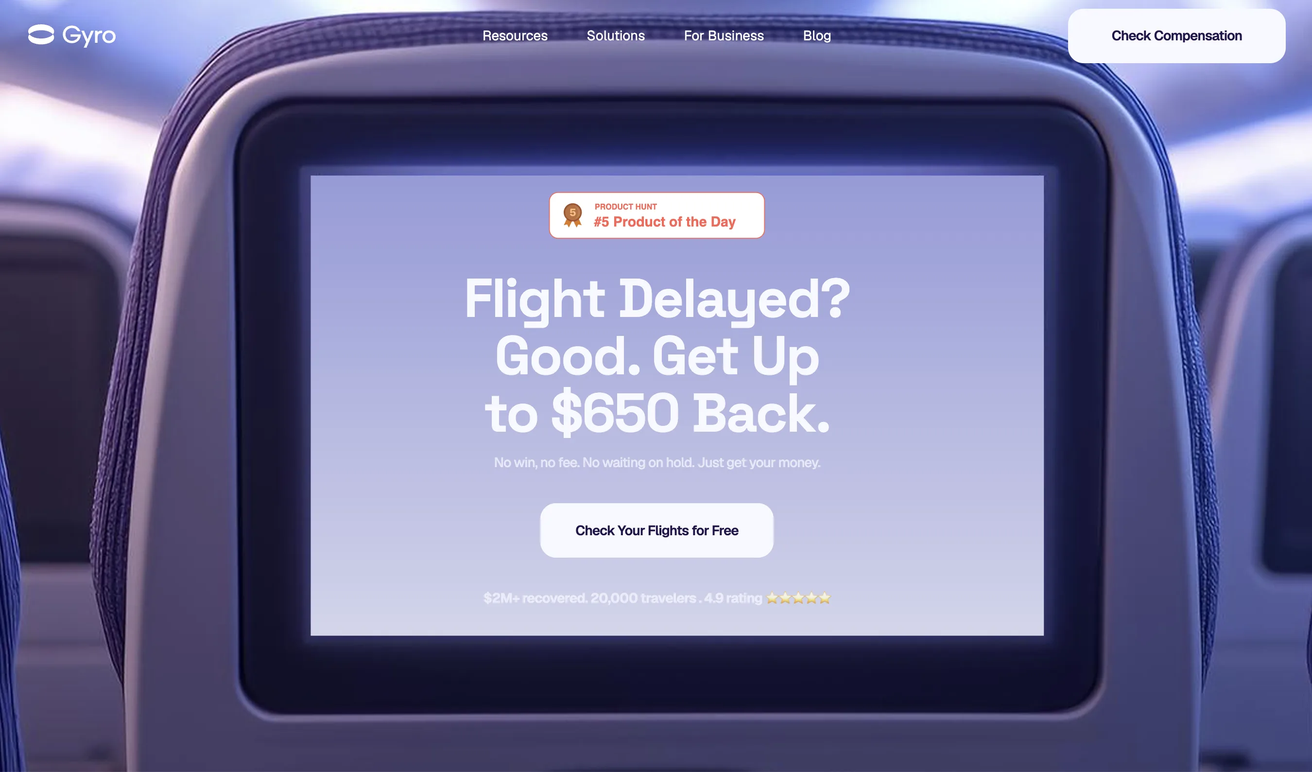 The Gyro claim form, showing the flight details step