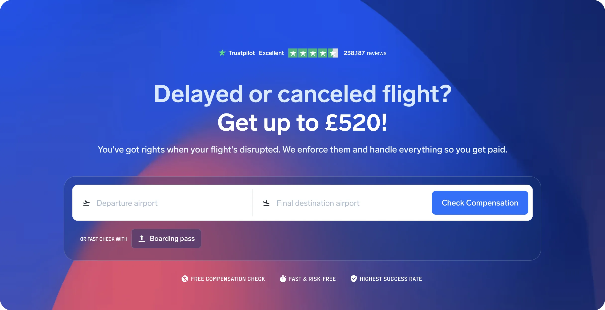 The AirHelp dashboard listing eligible past flights